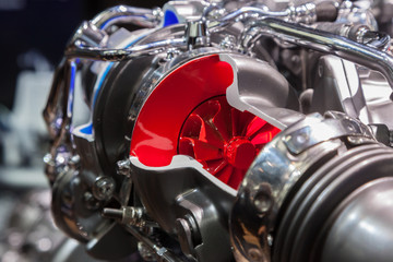 Cut-away view of a turbocharger - obrazy, fototapety, plakaty