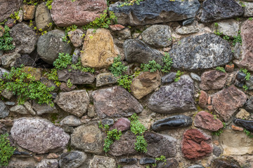 Texture of old rock wall for background, Medieval stone wall
