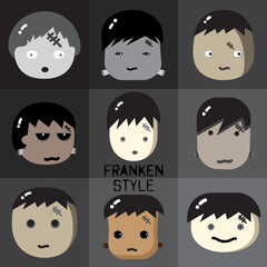 FRANKEN STYLE
Yearly celebration with Frankenstein avatar, different face with same Frankenstein sign such as hair do, eyes, mechanic items.