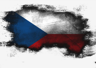 Czech Republic flag painted with brush