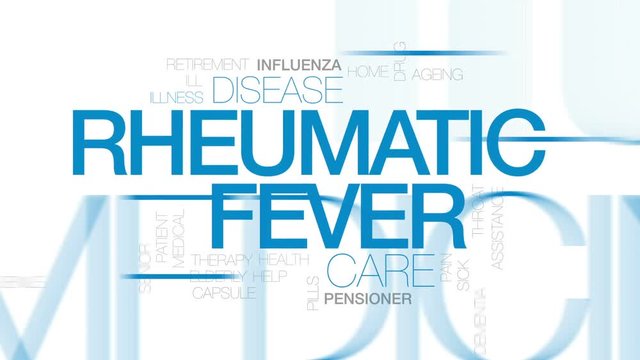 Rheumatic fever animated word cloud, text design animation. Kinetic typography.