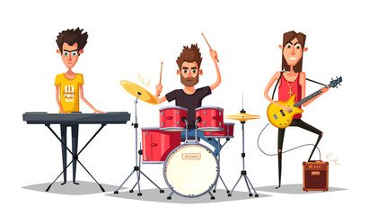 Rock music poster. Old school party. Cartoon vector illustration.