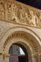 Fototapeta na wymiar Detail of portico of Santiago church, Carrion de los Condes, Palencia province, Spain