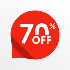Sale tag icon. 70 percent off. Price off and discount tag design element. Vector illustration.