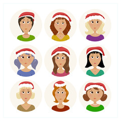 package of icons women office staff avatar new year