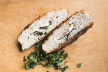 Cordon blue on a wooden background