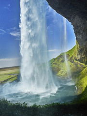 Fototapety  beautiful waterfall in the summer of iceland