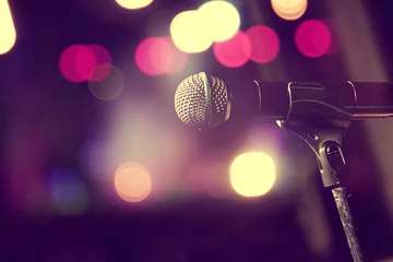  Microphone and stage lights.Concert and music concept © C.Castilla