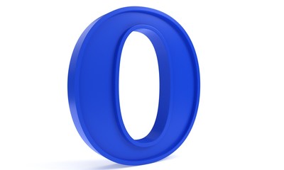 Blue letter O, 3d rendering