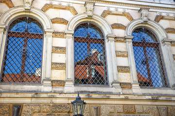 Close-up Albertinum building front detail, Dresden, Saxony, Germany.