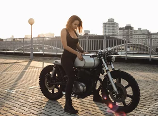 Foto op Plexiglas Biker Woman on motorcycle © Kaponia Aliaksei