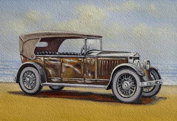 Fototapete Rund Retro car, auto, oil paintings, art © yaroslavartist