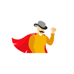 Man in hat and with a mustache in a raincoat vector illustration