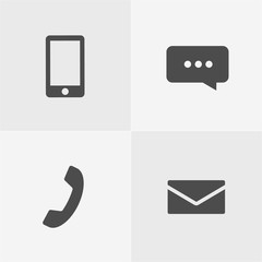 Simple Contact Icons Set, including mobile call, messages, chat etc..