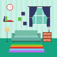 Living Room Design Vector Illustration