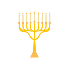 Menorah for Hanukkah, flat religion candles icon. Vector menorah illustration.