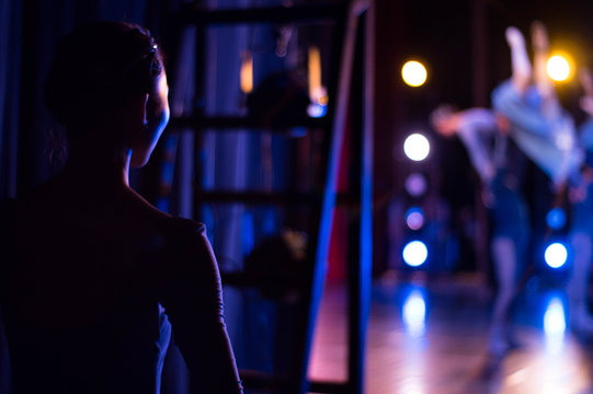 Asian Ballet Dancer At Backstage In The Theater. Recital.