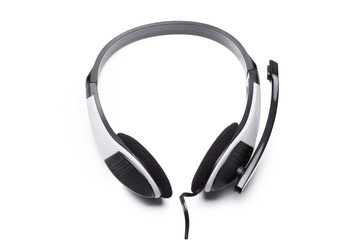 Fototapeta premium headset with microphone isolated on white