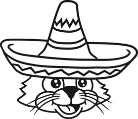 kopf gesicht sombrero mexikaner hut südamerika hübsch süß niedlich katze kätzchen comic cartoon design haustier