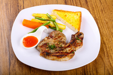 Grilled pork steak
