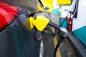 Car refueling at the a gas station in Kota Kinabalu, Sabah Borneo, Malaysia.