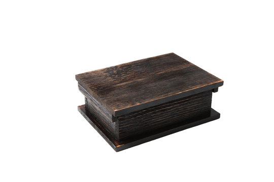 Wooden lacquered box on a white background