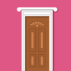 Door illustration. If you need some door for your artwork, it would be the better choice to time saving. Vector illustration. Flat style.