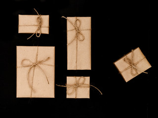 gift boxes on black