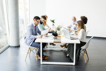 Fototapeta premium Business people discussing a strategy and working together in office