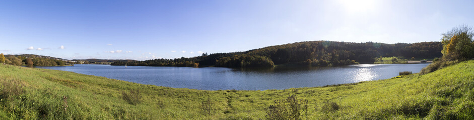 Fototapeta na wymiar aartal lake dam hesse germany high definition panorama