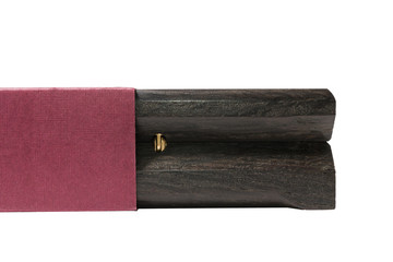 Box of oak for coins on a white background