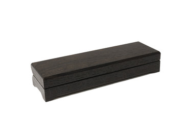 Box of oak for coins on a white background