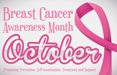 Some Precepts and Pink Ribbon for Breast Cancer Awareness Month, Vector Illustration