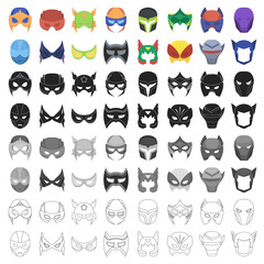 Superhero mask set icons in cartoon style. Big collection of superhero mask vector symbol stock illustration © pandavector