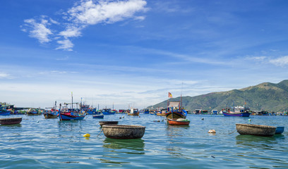 Fishing boats, off the coast of the island, in the Gulf of the Sea, Vietnam, the East Sea