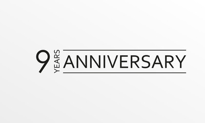 9 years anniversary emblem. Anniversary icon or label. 9 years celebration and congratulation design element. Vector illustration.