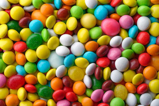 Multicolored round candies