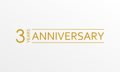 3 year anniversary emblem. Anniversary icon or label. 3 year celebration and congratulation design element. Vector illustration.