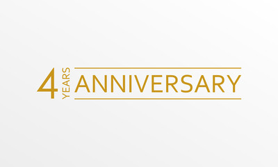 4 year anniversary emblem. Anniversary icon or label. 4 year celebration and congratulation design element. Vector illustration.