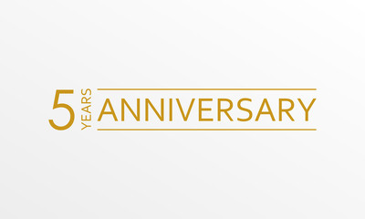 5 year anniversary emblem. Anniversary icon or label. 5 year celebration and congratulation design element. Vector illustration.