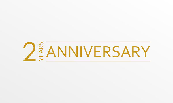 2 year anniversary emblem. Anniversary icon or label. 2 year celebration and congratulation design element. Vector illustration.