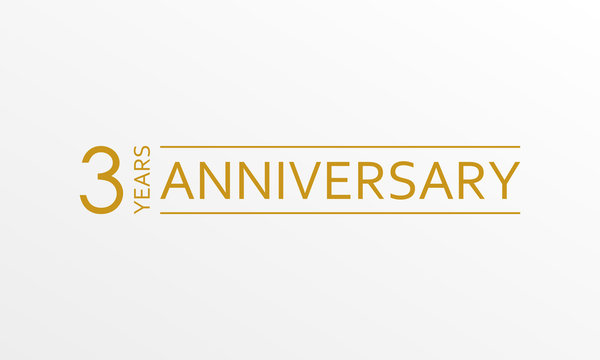 3 year anniversary emblem. Anniversary icon or label. 3 year celebration and congratulation design element. Vector illustration.