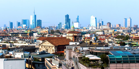 Skyline of Milan, in Italy