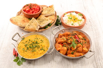 assorted indian curry and dish