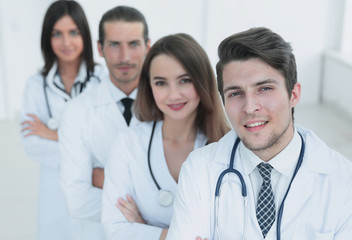 Fototapeta premium Portrait of confident happy group of doctors