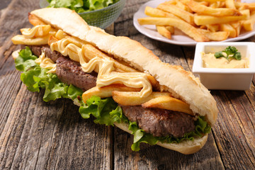sandwich with beef and french fries