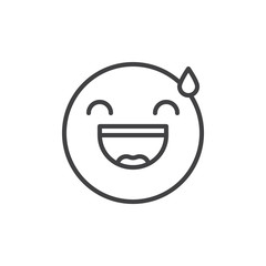 Fototapeta premium Smiling face emoticon with open mouth and cold sweat line icon