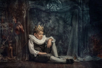 boy in the crown - obrazy, fototapety, plakaty