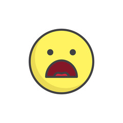 Frowning face emoticon with open mouth filled outline icon
