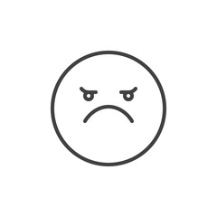 Red angry face emoticon line icon
